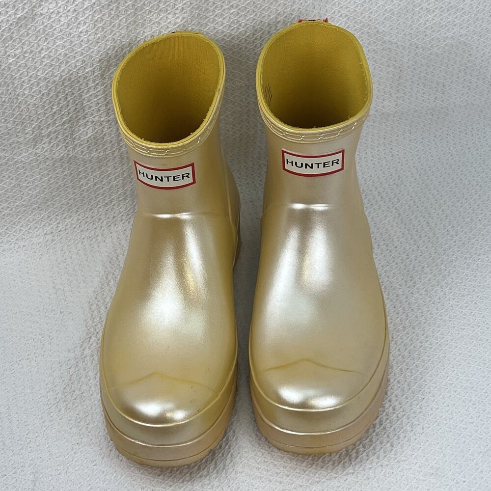 Hunter Original Play Short Nebula Rain Boots Women’s US 8 UK 6 Gold Metallic - Picture 9 of 10